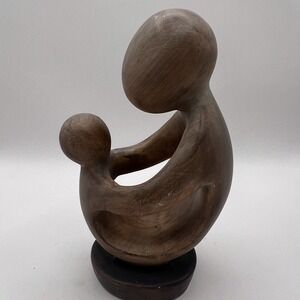 MINT Vtg Ceramic African Mother & Child Statue Hand Painted 6" Tribal Art